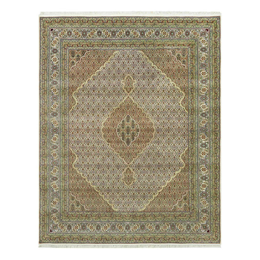 Fine Oriental Wool Hand Knotted Rug Ivory Ivory 7.10X9.11 -O090604