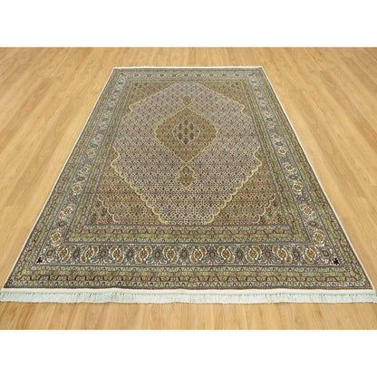 Fine Oriental Wool Hand Knotted Rug Ivory Ivory 7.10X9.11 -O090604