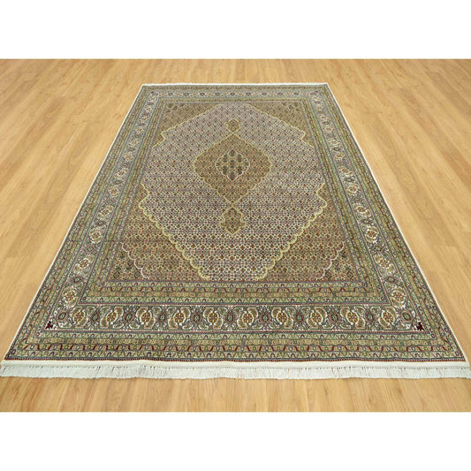 Fine Oriental Wool Hand Knotted Rug Ivory Ivory 7.10X9.11 -O090604