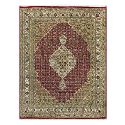 Fine Oriental Wool Hand Knotted Rug Red Ivory 7.11X10.4 -O090606