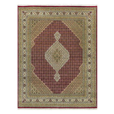 Fine Oriental Wool Hand Knotted Rug Red Ivory 7.11X10.4 -O090606
