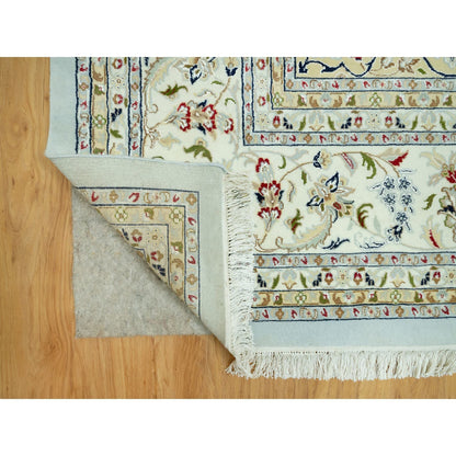 Fine Oriental Wool Hand Knotted Rug Blue Ivory 11.6X15.6 -O090608