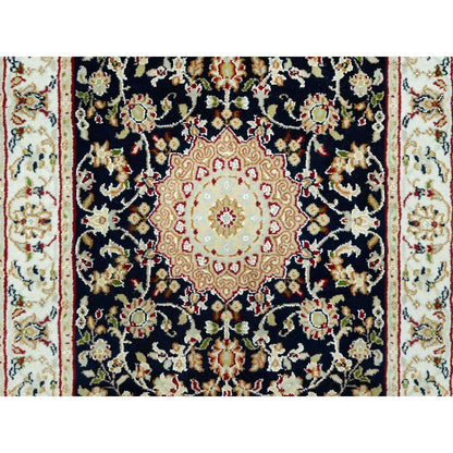 Fine Oriental Wool Hand Knotted Rug Blue Ivory 2.9X12.0 -O090611
