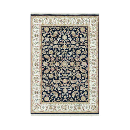 Fine Oriental Wool Hand Knotted Rug Blue Ivory 6.1X8.10 -O090612