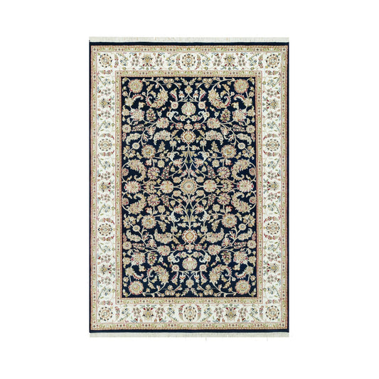 Fine Oriental Wool Hand Knotted Rug Blue Ivory 6.1X8.10 -O090612
