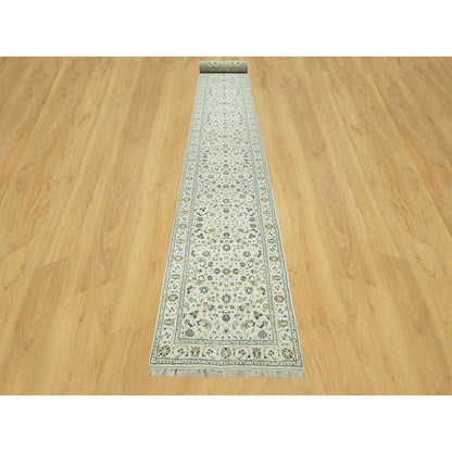 Fine Oriental Wool Hand Knotted Rug Ivory Ivory 2.9X20.0 -O090613