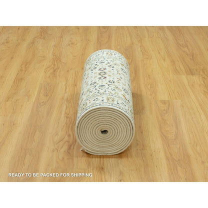 Fine Oriental Wool Hand Knotted Rug Ivory Ivory 2.9X20.0 -O090613