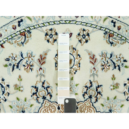 Fine Oriental Wool Hand Knotted Rug Ivory Ivory 5.0X5.0 -O090617