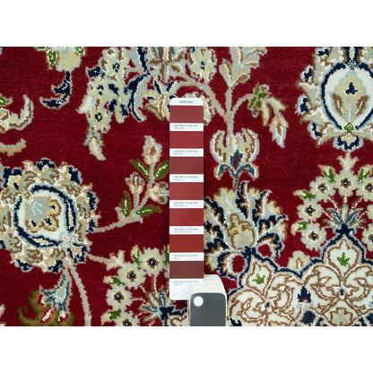 Fine Oriental Wool Hand Knotted Rug Red Ivory 6.8X6.8 -O090618