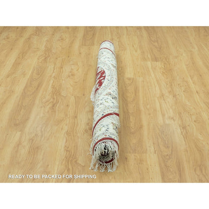 Fine Oriental Wool Hand Knotted Rug Red Ivory 6.8X6.8 -O090618