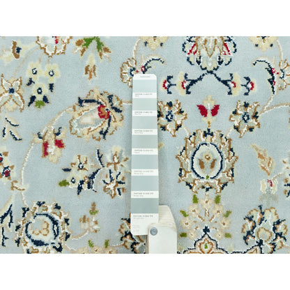 Fine Oriental Wool Hand Knotted Rug Blue Ivory 4.11X6.9 -O090620