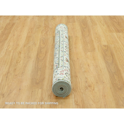 Fine Oriental Wool Hand Knotted Rug Blue Ivory 4.11X6.9 -O090620
