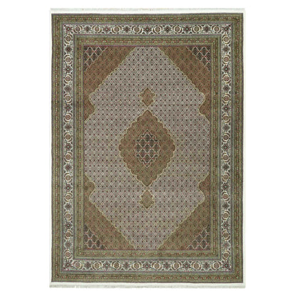 Fine Oriental Wool Hand Knotted Rug Ivory Ivory 9.10X14.0 -O090622