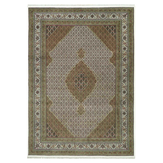 Fine Oriental Wool Hand Knotted Rug Ivory Ivory 9.10X14.0 -O090622