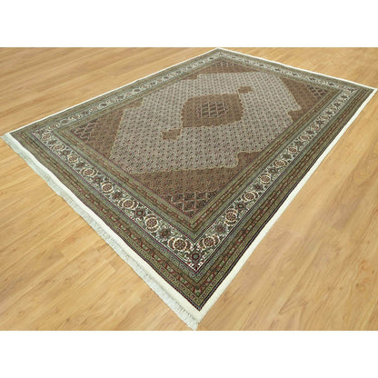 Fine Oriental Wool Hand Knotted Rug Ivory Ivory 9.10X14.0 -O090622