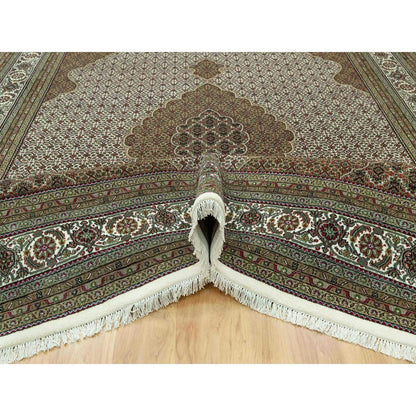 Fine Oriental Wool Hand Knotted Rug Ivory Ivory 9.10X14.0 -O090622