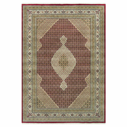 Fine Oriental Wool Hand Knotted Rug Red Ivory 10.0X14.3 -O090623