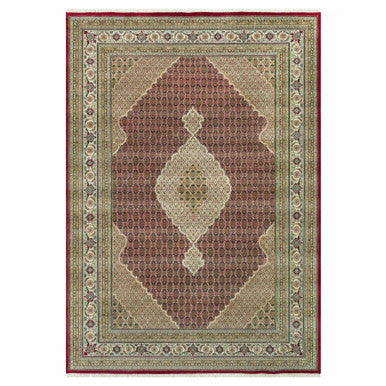 Fine Oriental Wool Hand Knotted Rug Red Ivory 10.0X14.3 -O090623
