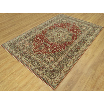 Fine Oriental Wool Hand Knotted Rug Red Sturdy Brown 6.2X9.1 -O090630
