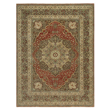 Fine Oriental Wool Hand Knotted Rug Red Brown 9.2X12.1 -O090634