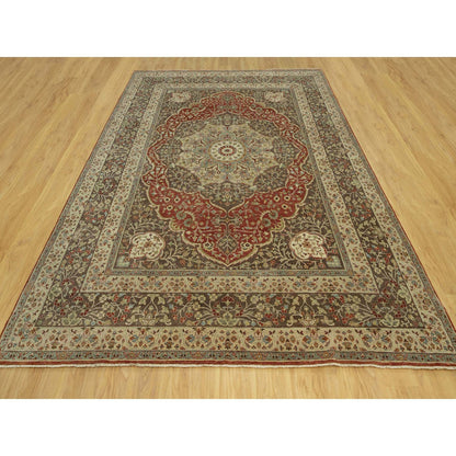 Fine Oriental Wool Hand Knotted Rug Red Brown 9.2X12.1 -O090634