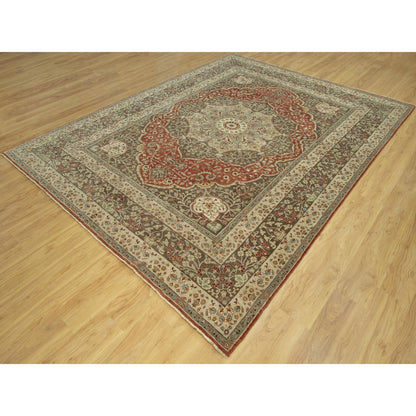 Fine Oriental Wool Hand Knotted Rug Red Brown 9.2X12.1 -O090634