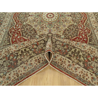 Fine Oriental Wool Hand Knotted Rug Red Brown 9.2X12.1 -O090634