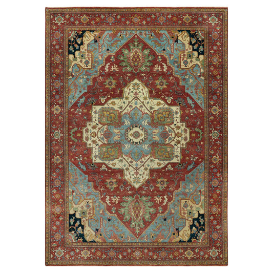 Heriz Wool Hand Knotted Rug Red Red 10.0X14.0 -O090636