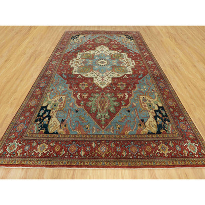 Heriz Wool Hand Knotted Rug Red Red 10.0X14.0 -O090636