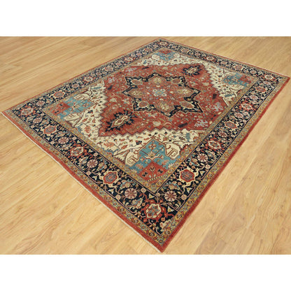 Heriz Wool Hand Knotted Rug Red Blue 8.0X10.3 -O090637