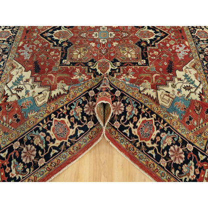Heriz Wool Hand Knotted Rug Red Blue 8.0X10.3 -O090637