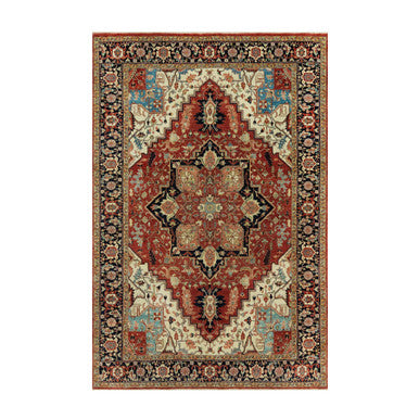 Heriz Wool Hand Knotted Rug Red Blue 6.0X9.1 -O090643