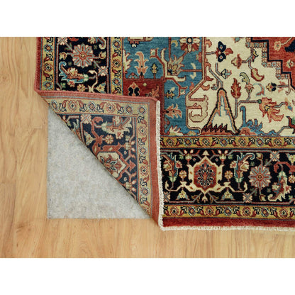 Heriz Wool Hand Knotted Rug Red Blue 6.0X9.1 -O090643