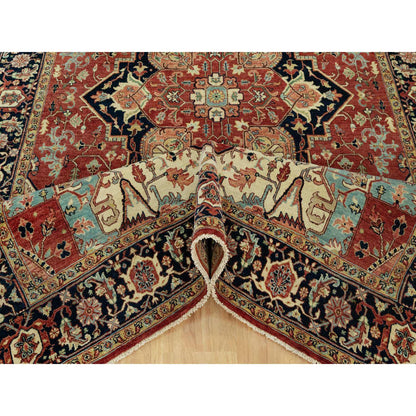 Heriz Wool Hand Knotted Rug Red Blue 6.0X9.1 -O090643