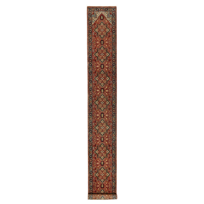 Heriz Wool Hand Knotted Rug Red Blue 2.6X20.1 -O090646