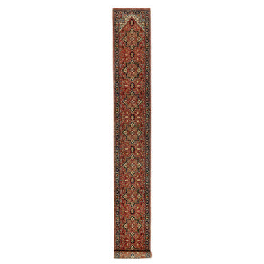 Heriz Wool Hand Knotted Rug Red Blue 2.6X20.1 -O090646