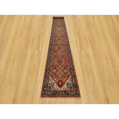 Heriz Wool Hand Knotted Rug Red Blue 2.6X20.1 -O090646