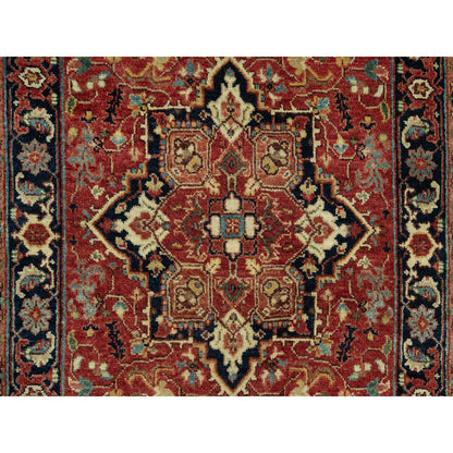 Heriz Wool Hand Knotted Rug Red Blue 2.6X20.1 -O090646