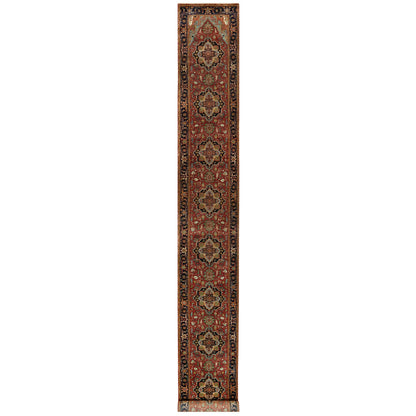Heriz Wool Hand Knotted Rug Red Blue 2.5X19.10 -O090650