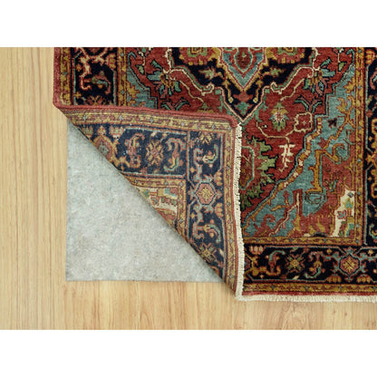 Heriz Wool Hand Knotted Rug Red Blue 2.5X19.10 -O090650