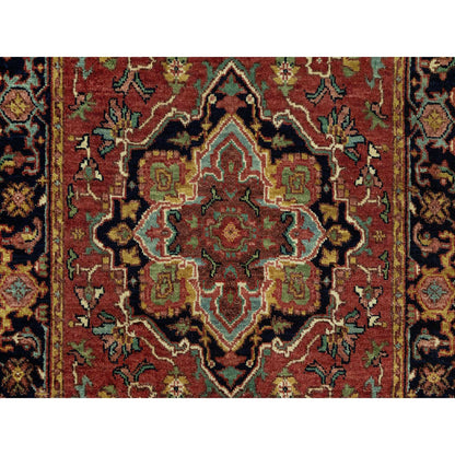 Heriz Wool Hand Knotted Rug Red Blue 2.5X19.10 -O090650