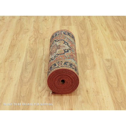 Heriz Wool Hand Knotted Rug Red Blue 2.5X19.10 -O090650