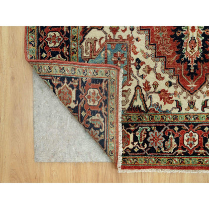 Heriz Wool Hand Knotted Rug Red Blue 4.1X6.2 -O090652