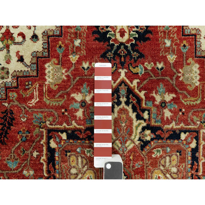 Heriz Wool Hand Knotted Rug Red Blue 4.1X6.2 -O090652