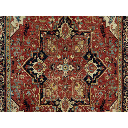 Heriz Wool Hand Knotted Rug Red Blue 4.1X6.2 -O090652