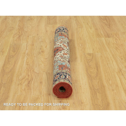 Heriz Wool Hand Knotted Rug Red Blue 4.1X6.2 -O090652