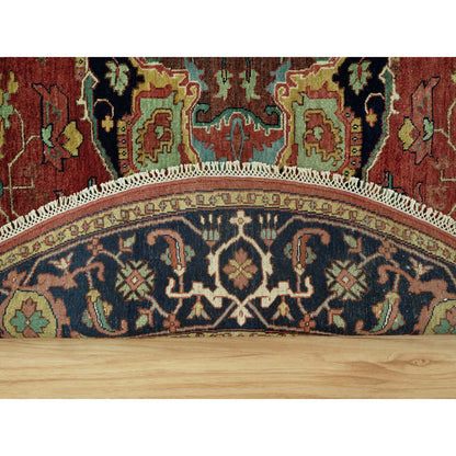 Heriz Wool Hand Knotted Rug Red Blue 6.0X6.0 -O090656