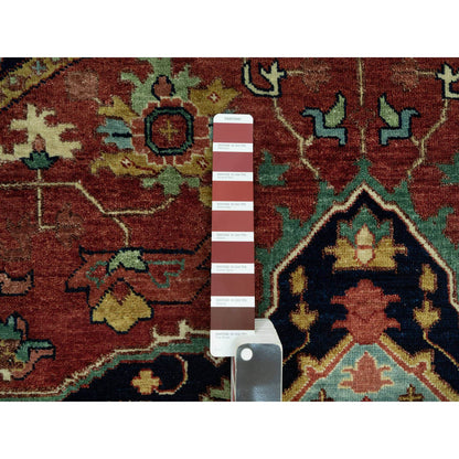 Heriz Wool Hand Knotted Rug Red Blue 6.0X6.0 -O090656