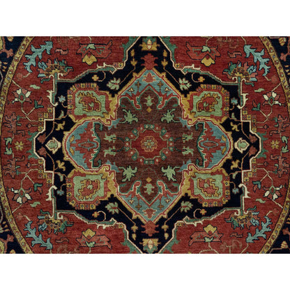 Heriz Wool Hand Knotted Rug Red Blue 6.0X6.0 -O090656