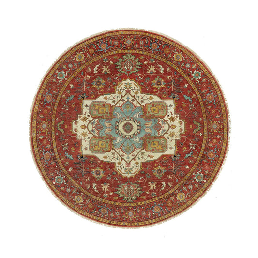 Heriz Wool Hand Knotted Rug Red Red 8.1X8.1 -O090657